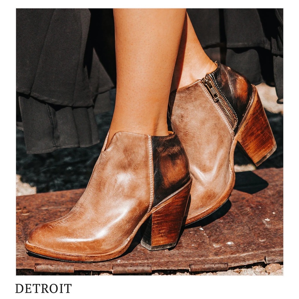 FREEBIRD DETROIT distressed leather booties size 8